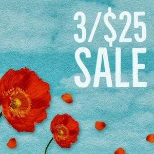 3/25 SALE! Three marked items bundled for $25!